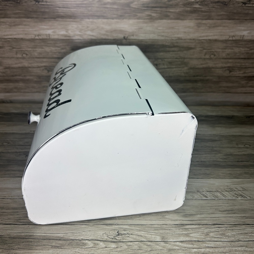AuldHome Design Rustic White Bread Box Farmhouse Enamelware - Picture 4 of 9